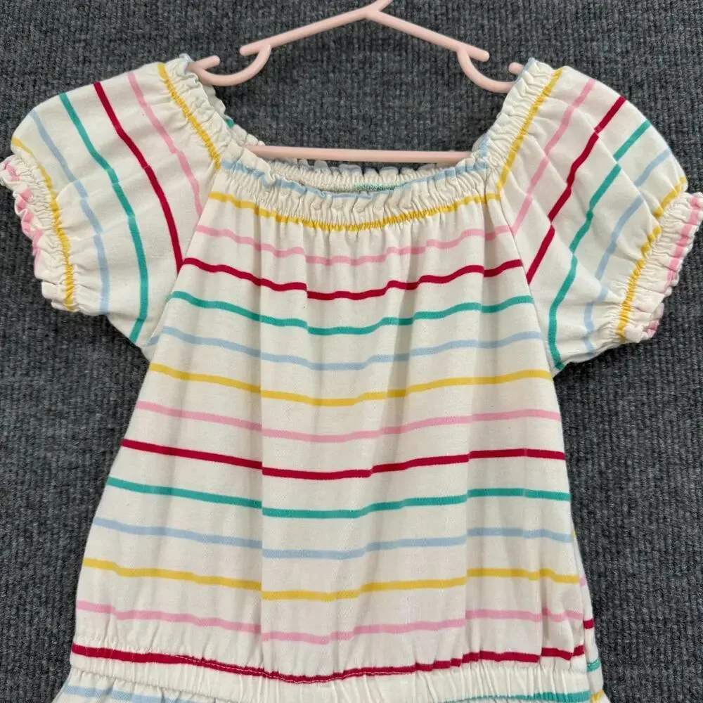 Old Navy Girls Rainbow Stripe Romper Size 5 XS Peasant Jersey Knit 100% Cotton
